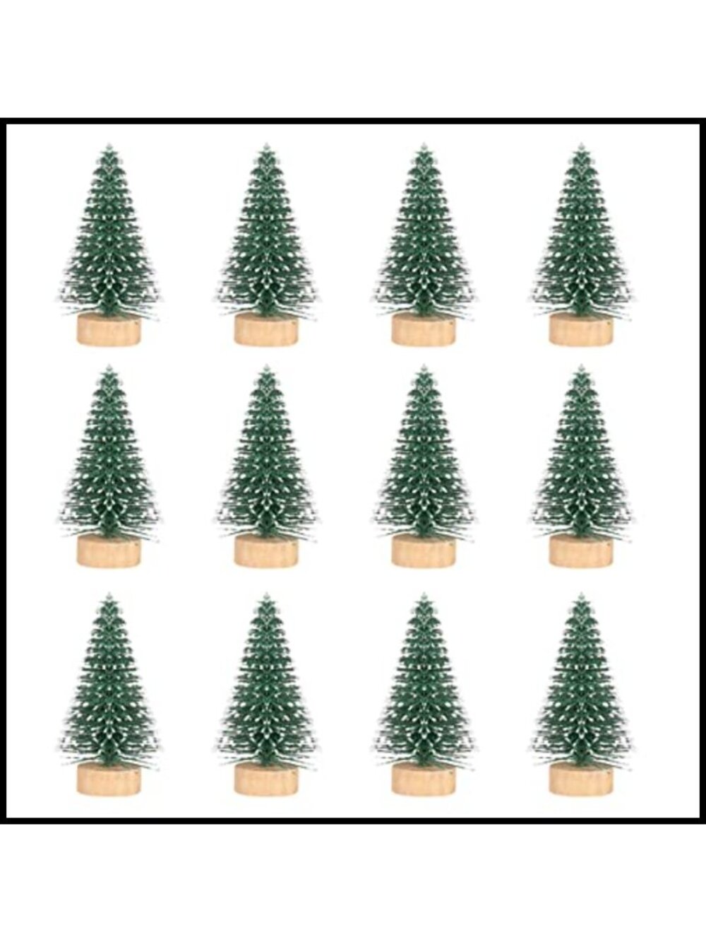 12pc Mini Snow Covered Christmas Tree Set Tabletop Decor
